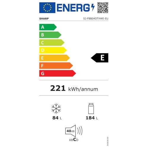 Sharp SJ-FBB04DTXWE Ψυγειοκαταψύκτης 268lt, Ε (Υ170xΠ54xΒ59.5εκ) Λευκός
