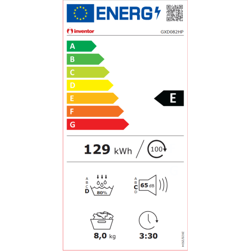 Inventor GXD082HP Στεγνωτήριο Ρούχων 8kg