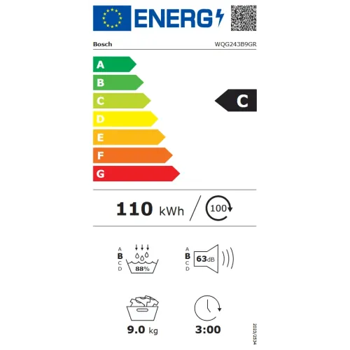 Bosch WQG243B9GR Στεγνωτήριο Ρούχων 9kg