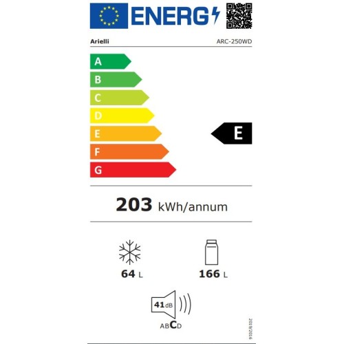 Arielli ARC-250WD Ψυγειοκαταψύκτης 230lt Υ168xΠ54.5xΒ54.5cm Λευκός