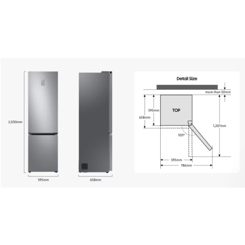 Samsung Ψυγειοκαταψύκτης 390lt NoFrost Υ203xΠ59.5xΒ65.8εκ. Inox RB38C600ESA/EF